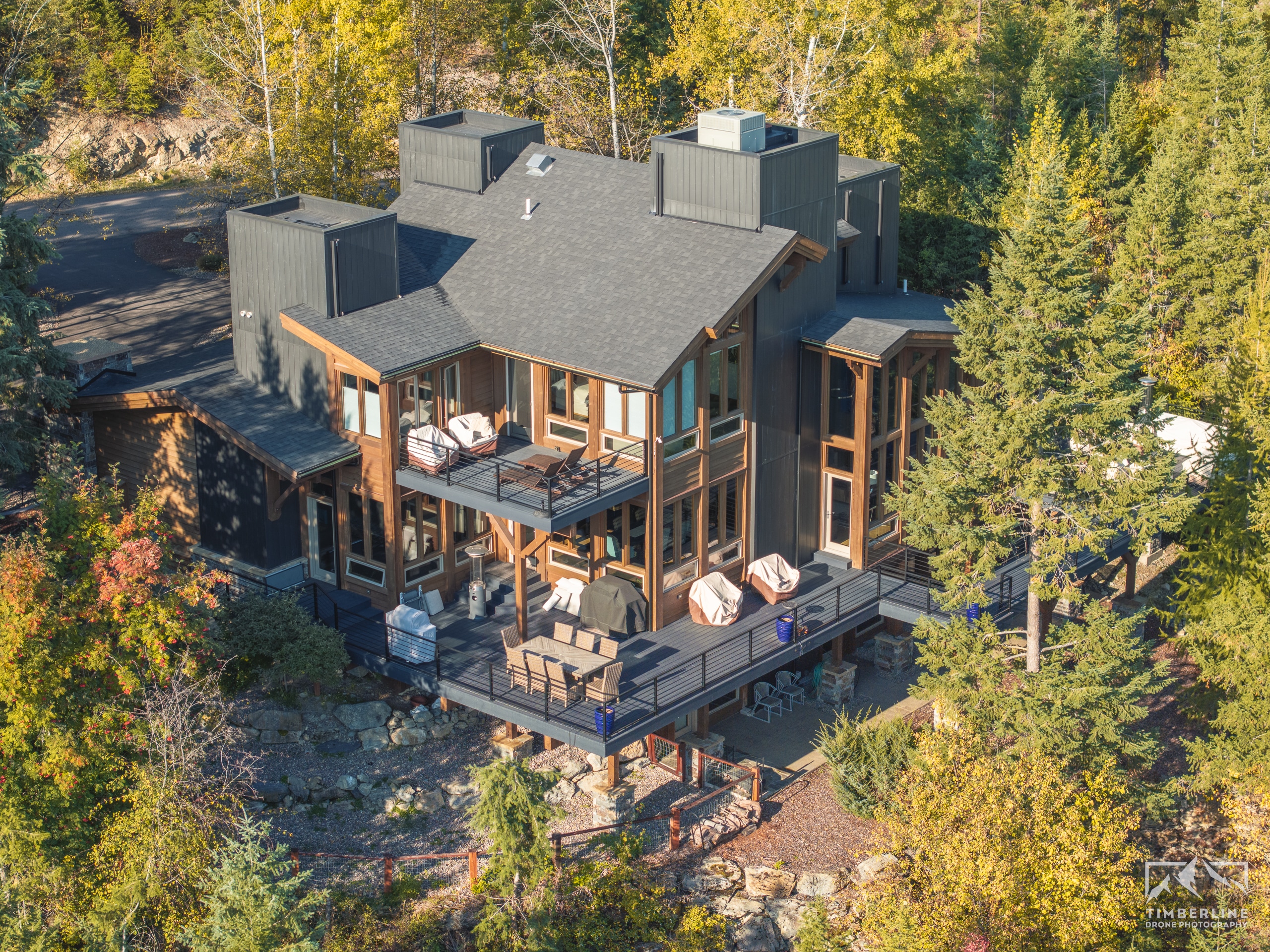 Flathead Valley drone photo of luxury real estate
